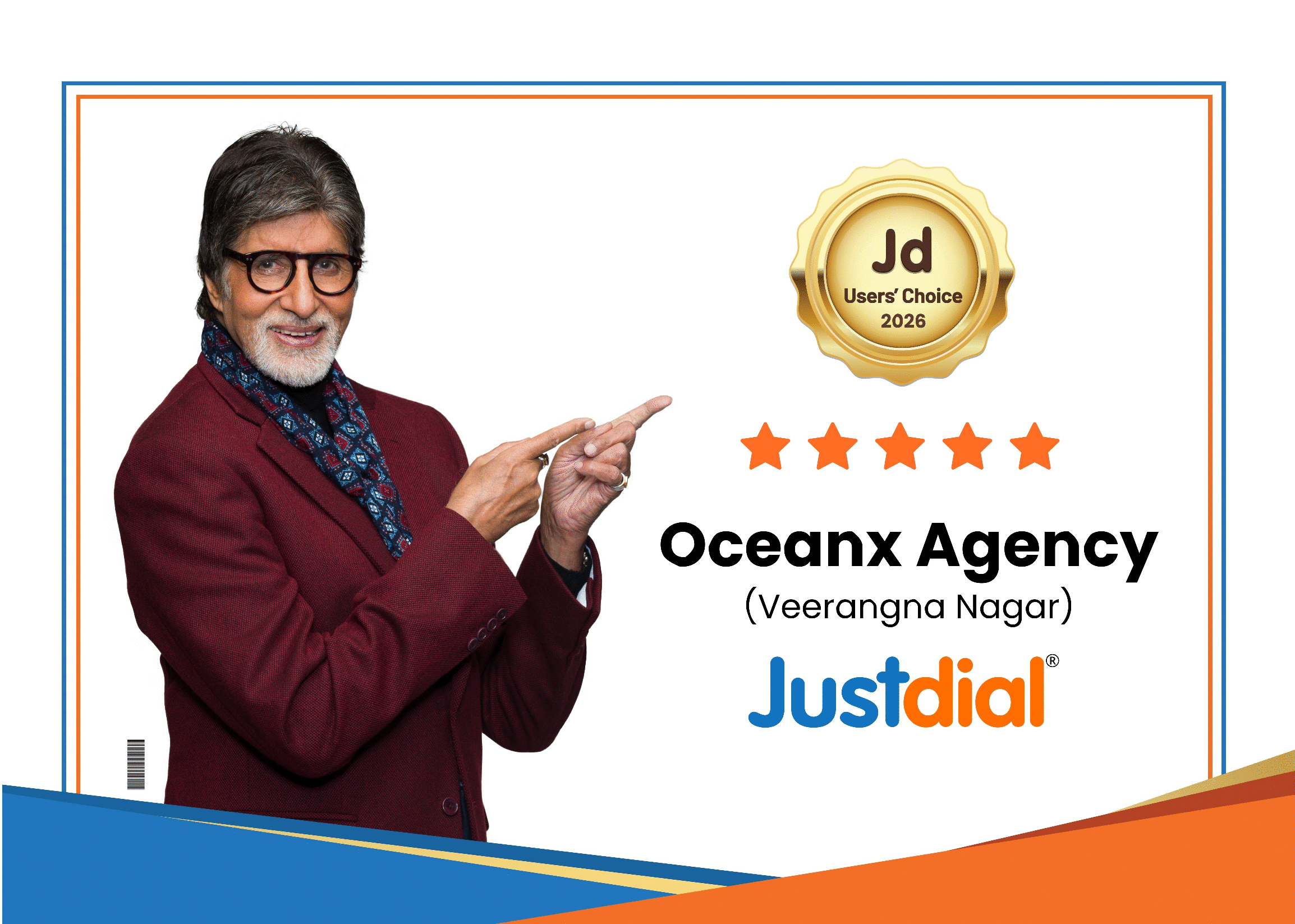 Justdial Users' Choice 2026 recognition for OceanX Agency